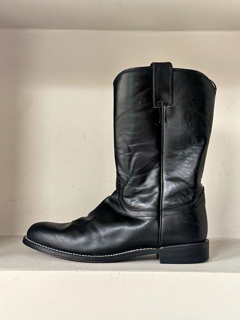 Justin L3703 Black Leather Western Boots US 8.5 D Cora Model